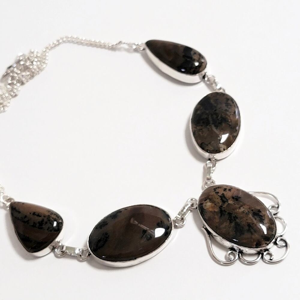 Dendritic Agate Statement Necklace - Bold Women's… - image 6